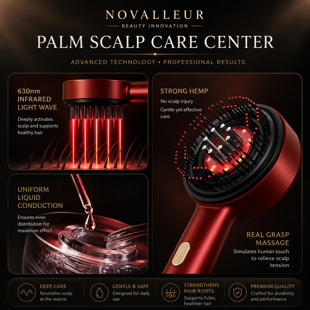 Novalleur™ 3-in-1 Red Light Scalp Massager & Oil Diffuser